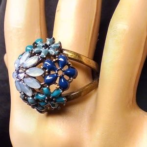 Vintage Antique Style Emamel Floral Ring